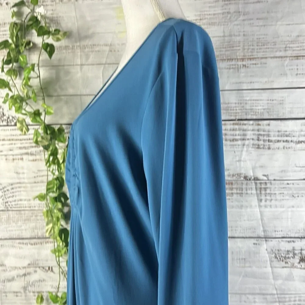 Chadwicks Dress size Extra Large Teal Slinky Stretch Peasant Stretch Modest Boho